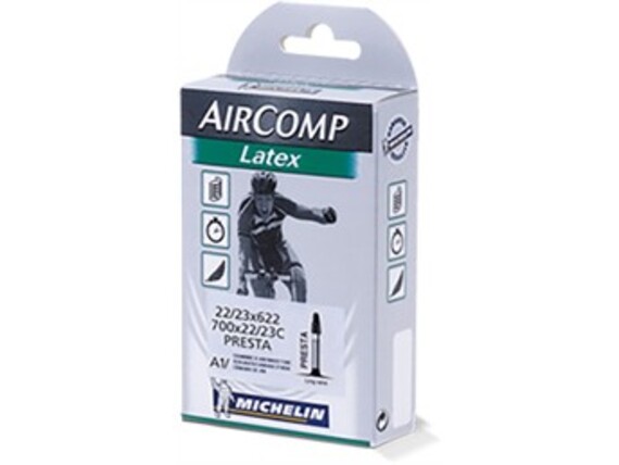 Slange MICHELIN Aircomp Latex 700 x 22-23c Presta 60 mm