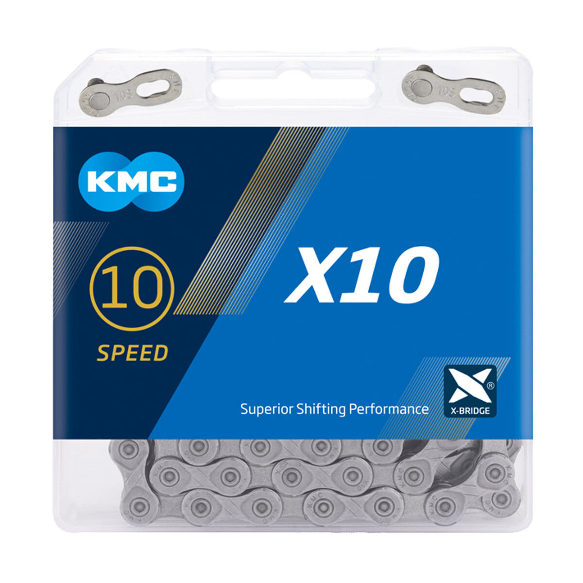 Kæde X10 114L æske Sølv 10 speed | KMC | varenr.: 1073-114 | Køb her