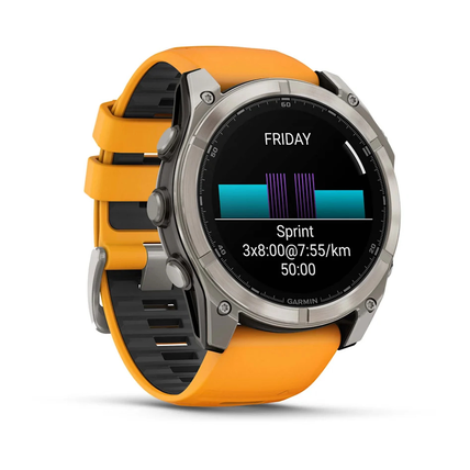 Garmin Fēnix® 8 – 51 mm AMOLED Sapphire Titanium Spark Orange/Graphite Silikonerem