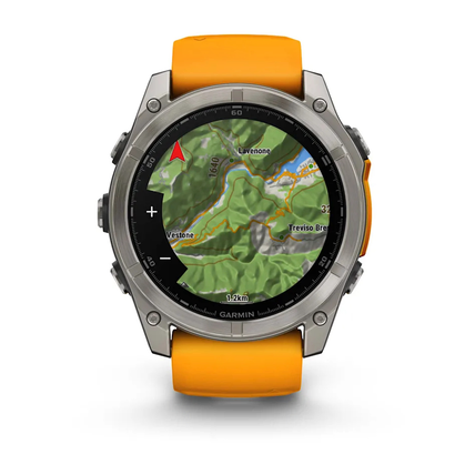 Garmin Fēnix® 8 – 51 mm AMOLED Sapphire Titanium Spark Orange/Graphite Silikonerem