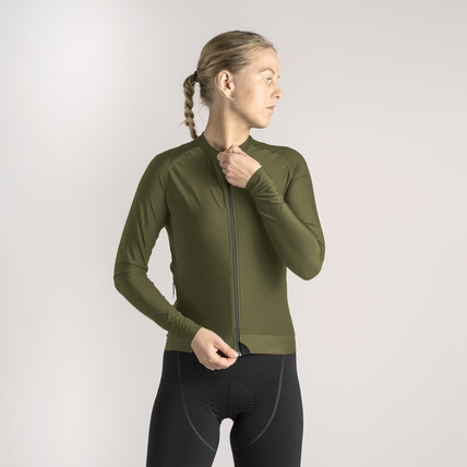 GripGrab PACR Langærmet Cykeltrøje Dame Olive Green