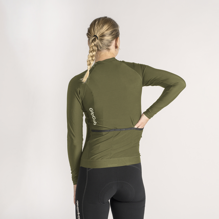GripGrab PACR Langærmet Cykeltrøje Dame Olive Green